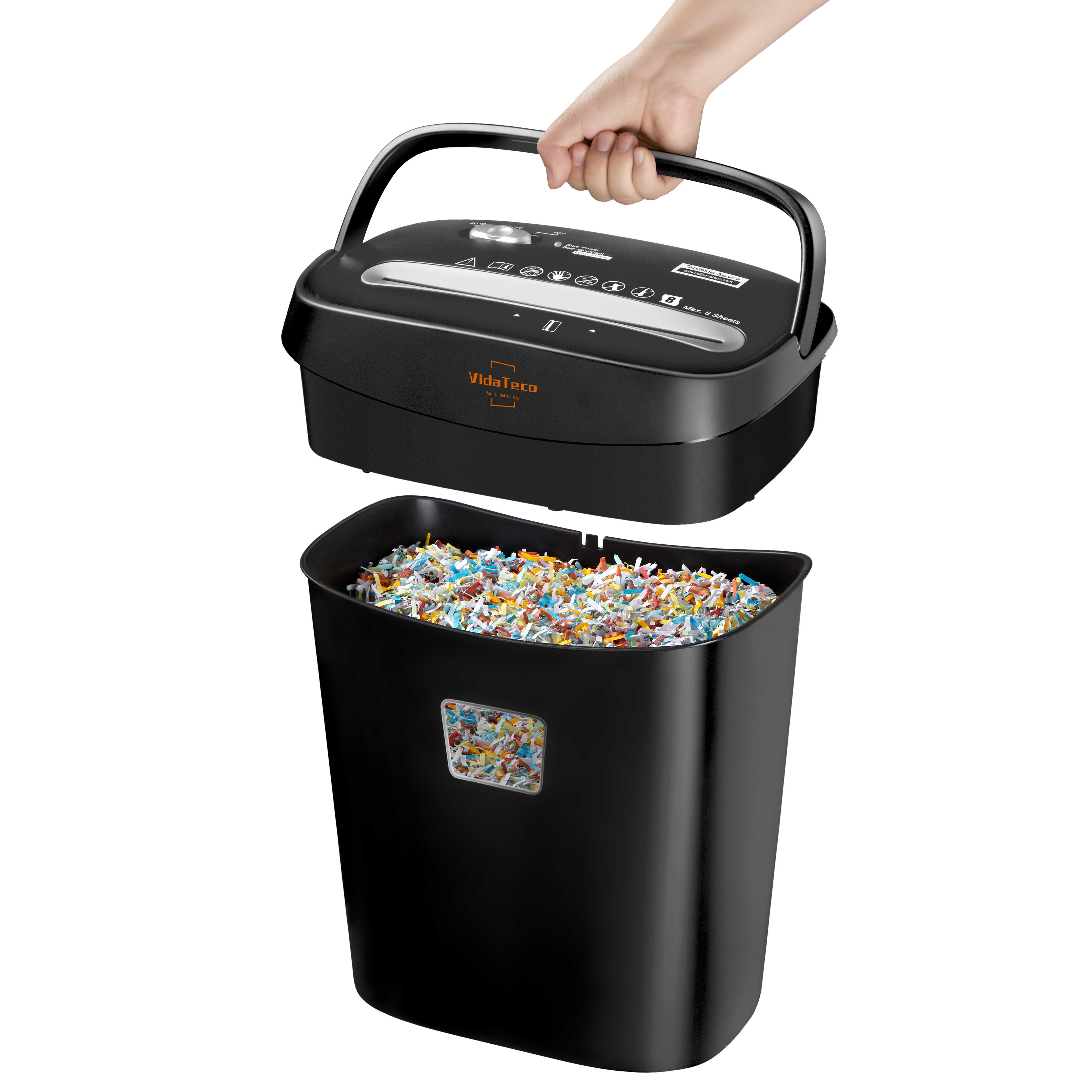 Home and Office Cross Cut Paper Shredder 8-Sheet Capacity Jam Proof 4*38mm Cutting Size