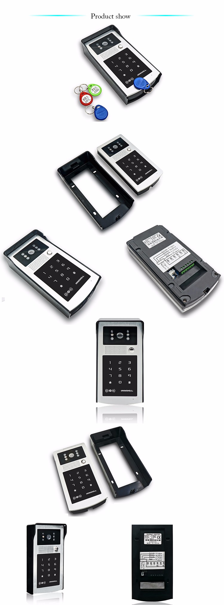 Waterproof CMOS Camera and AC100~240V Power color video door phone 7 inch CK-105