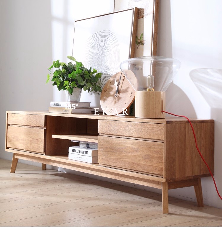 Simple Tv Stand Wood Tv Cabinet Modern Furniture European Style FL-B036-B