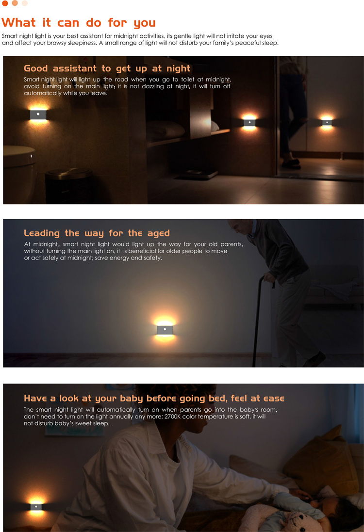 Hotel Motion Sensor LED Light Portable Motion Detector Lights