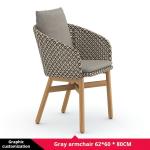 Contemporary PE Rattan Chairs Teak Wood Table Chair Set Outdoor Customized
