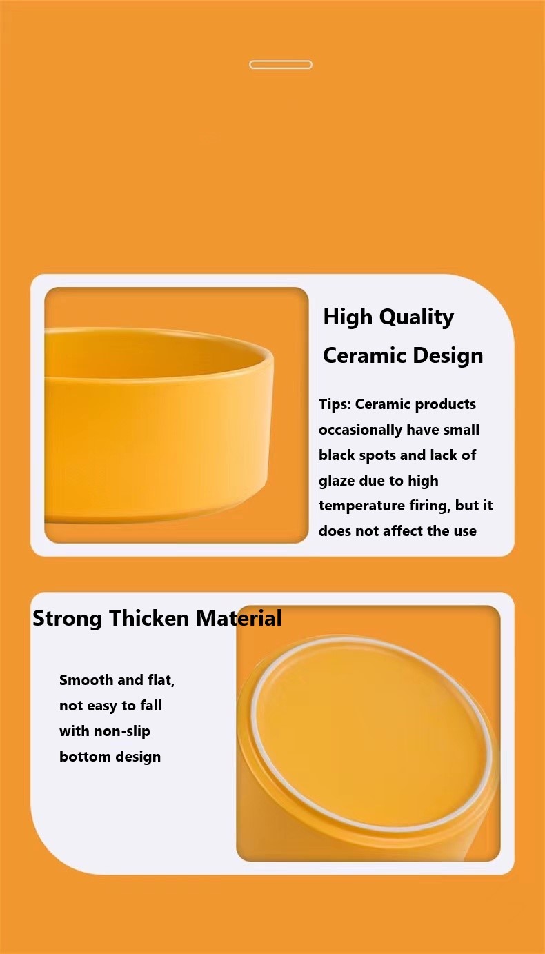 Ceramic Pet Feed Bowl With Wooden Stand Dog Food Drinking Bowl Dish
