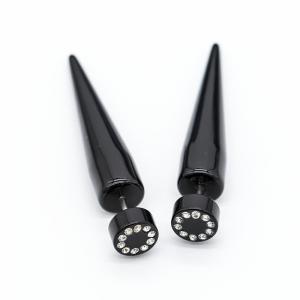 Wholesale Circle Clear Gems Black Spiral Ear Tapers 18G 1mm Acrylic Faux from china suppliers