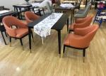 Gold Electroplating Feet Solid Wood Restaurant Chairs , Hotel Wood Leather