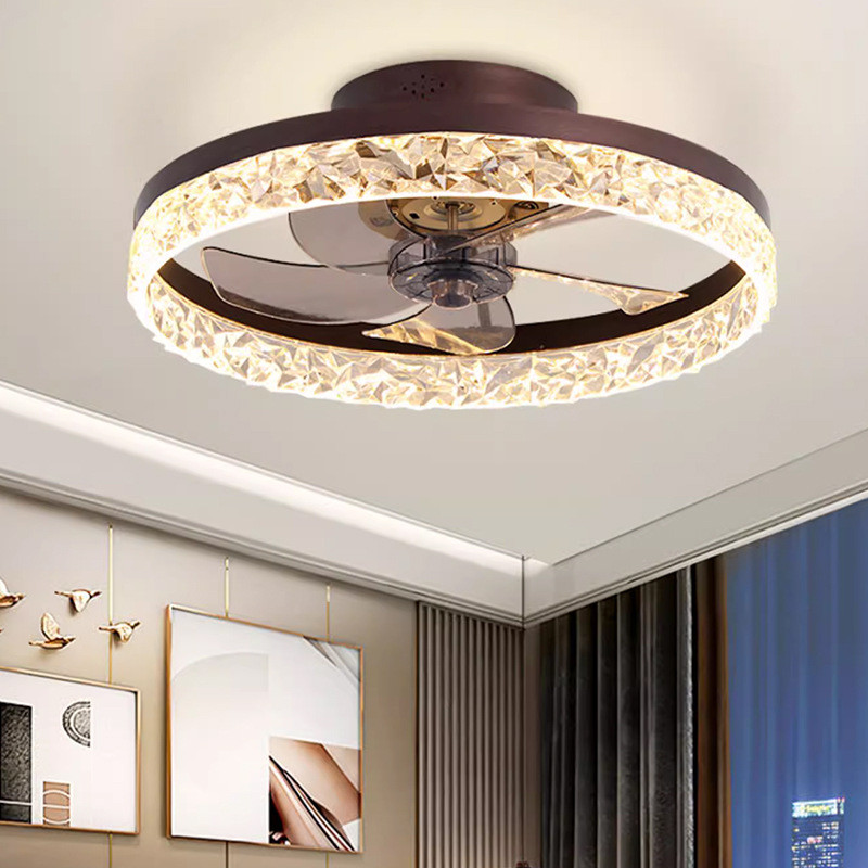 Hotel Living Room Remote Control Luxury Indoor Modern Ceiling Light Black Gold Round Ring Shape Metal Led Ceiling Fans