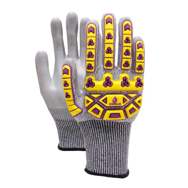 HPPE Impact Protection TPR Gloves Customized Abrasion Resistant PU Palm Coated