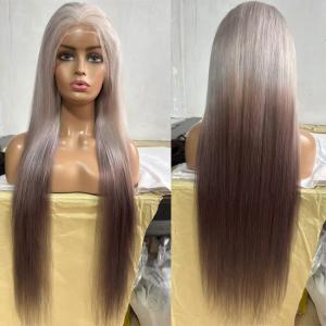 Wholesale New Wig Female European And American Fashion Gradient Color In Long Straight Hair Highlights Brown Gold Chemical Fiber Headgear Female from china suppliers