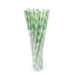 197mm 6mm Party Supplies Green And White Holiday Disposable Paper Straws