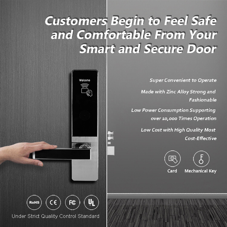 High Security Hotel Room Door Locks Working Voltage 6V 310 * 72 Mm