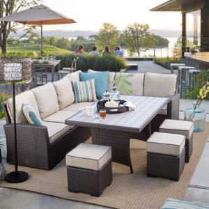 Wholesale Restaurant Outdoor Light Luxury PE Rattan Sofa Set Patio Waterproof Metal Furniture from china suppliers