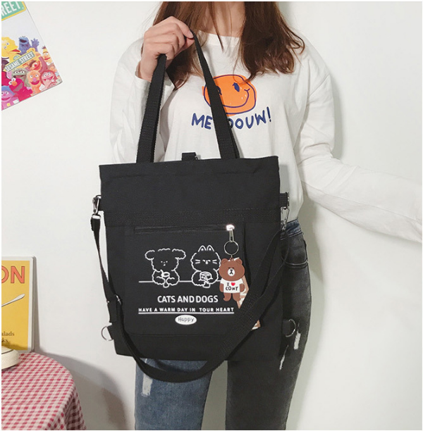 new fashion canvas tote customize color size women shopping bag multi function canvas backpacks handbags