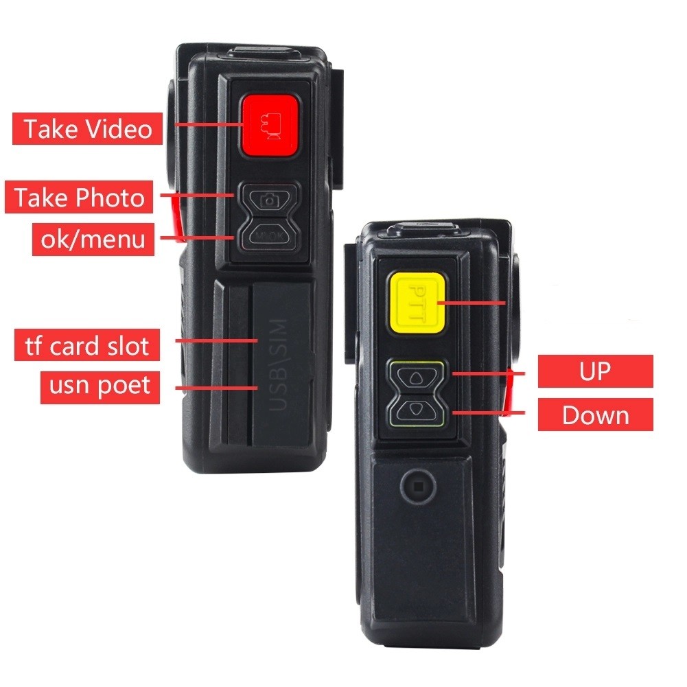2600mAh 1080P CMOS DVR Police Worn Cameras 16G 32G 64G Memory TFT LCD