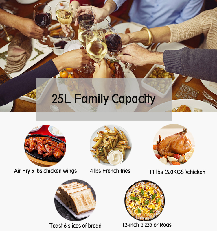 Home appliance big capacity powerful air circulation build in manufacturer Air fryer oven