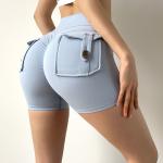 Buttocks Back Pocket Yoga Pants High Waisted Booty Scrunch Workout Shorts