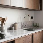 Modern Apartment Frame-line Door Panel Wooden Veneer Matt Lacquer Kitchen