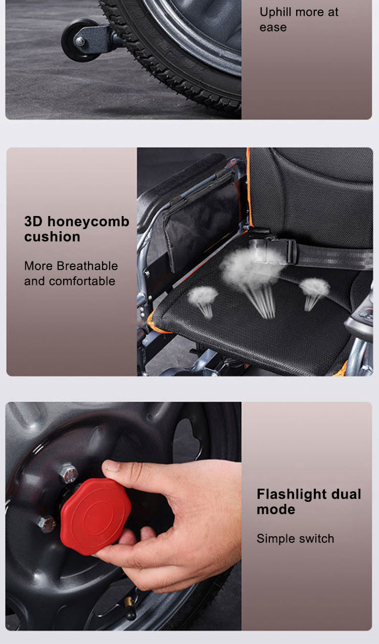 Metal Motorized Foldable Power Electric Wheelchair LightWeight