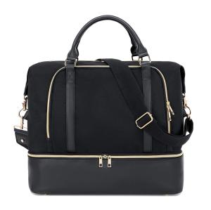 Wholesale Women'S Mens Leather Duffel Travel Bag With Trolley Sleeve 17.3x14.5x8.3&quot; from china suppliers