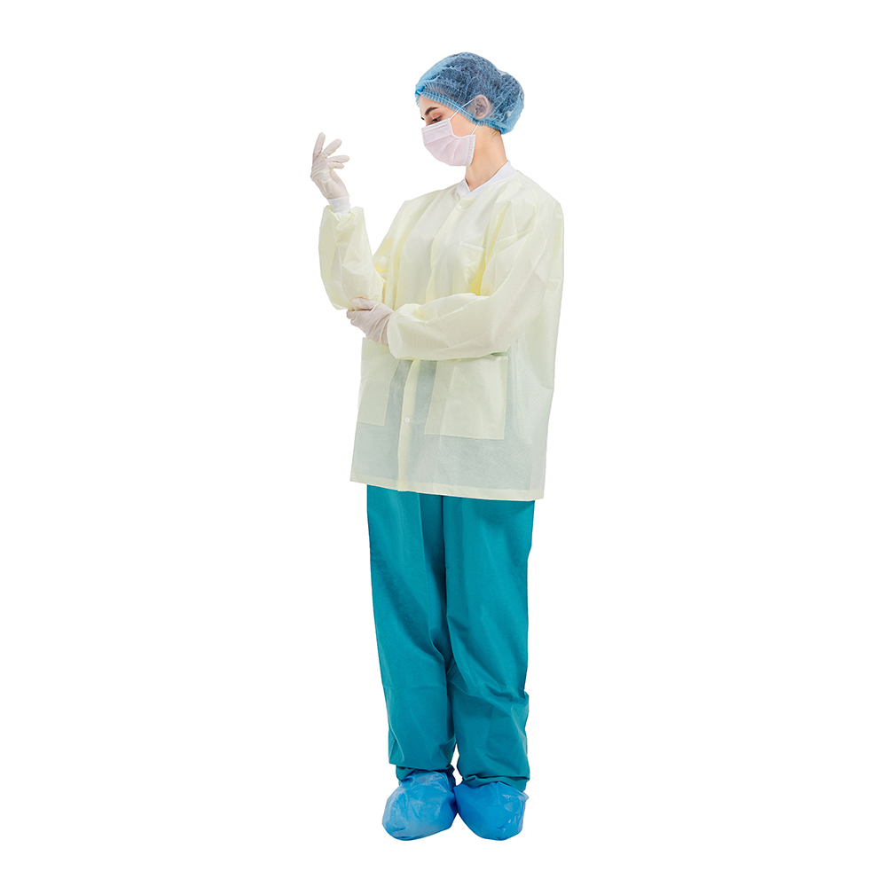 OEM Hospital Scrub Suit , Disposable Dental Lab Jackets Knit Collar