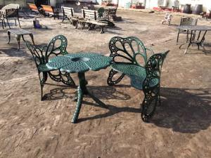 Wholesale Outside Wrought Iron Table And Chairs Antique Green Butterfly Style from china suppliers