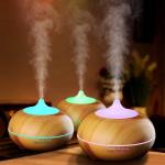 300ml Ultrasonic Perfume Wooden Aroma Humidifier Night Light Essential Oil