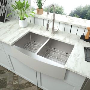 Wholesale Stainless Steel 32'' Double Bowl Kitchen Sink 18 Gauge T304 Under Apron Mount 50/50 from china suppliers