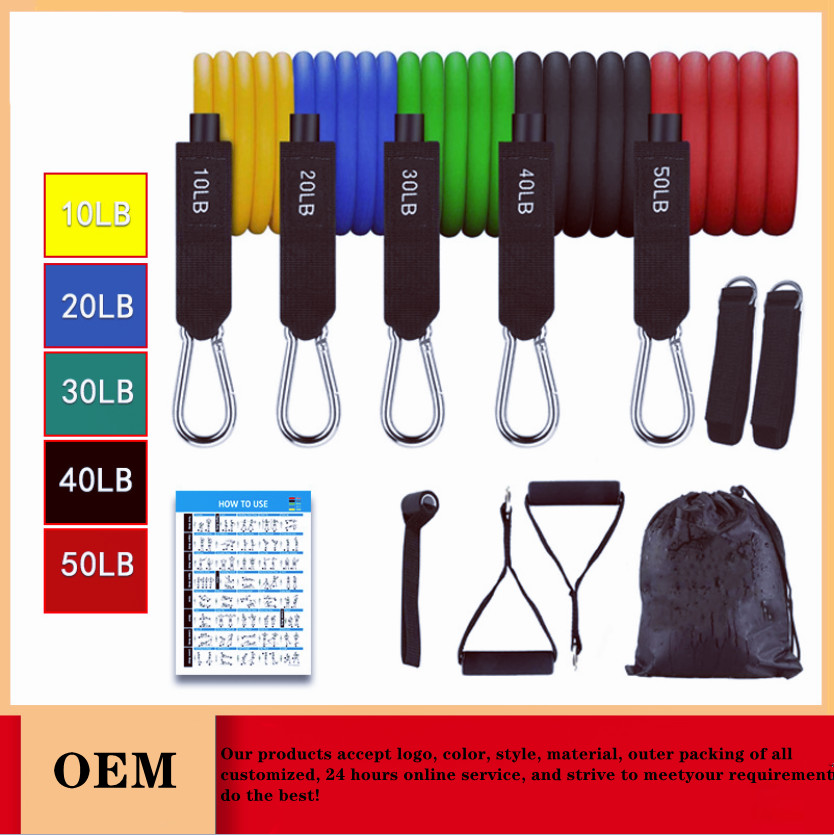 1.2m 20LB Yoga Resistance Band , Elastic Stretch Band With Foam Handles