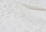 3D Polyester White Embroidered Lace Fabric , Wedding Dress / Wedding Gown Lace