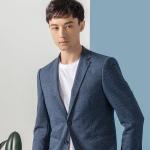 Knit Fabric formal Suit Navy Mens Slim Fit Casual Blazer