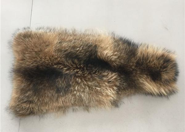 Quality Natural Color Raccoon Fur Collar Raw Skin A Grade 70 - 105cm For Garment / Home Textile for sale