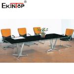 Rectangular Black Conference Table Elegant Business Atmosphere 10 Seating
