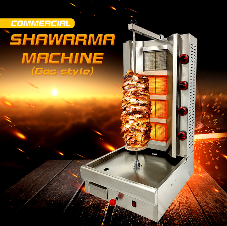 Revolutionize Your Shawarma Business with 3 Burner Gas Machine Semi-automatic