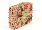Multi Color Crossbody Stone Clutch Bag Diamond Gold Pu Lining For Women
