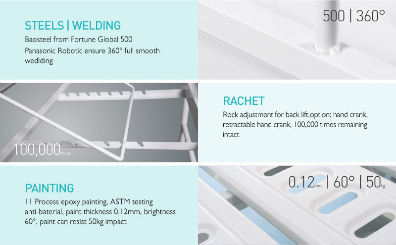 Modern Luxury Hospital Bed,Patient Hospital Bed With Aluminum Siderail,Wholesale Metal Cheap Hospital Bed