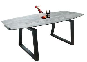 Wholesale Contemporary HPL Dining Table , Tempered Glass Horsebelly Extension Dining Table from china suppliers