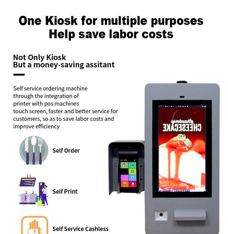 15.6" Outdoor Wall Mounted Self Service Payment Machine With Printer And Scanner