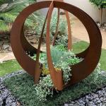 Large Outdoor Decorative Rusty Metal Corten Steel Garen Blade Ball Flower Pot