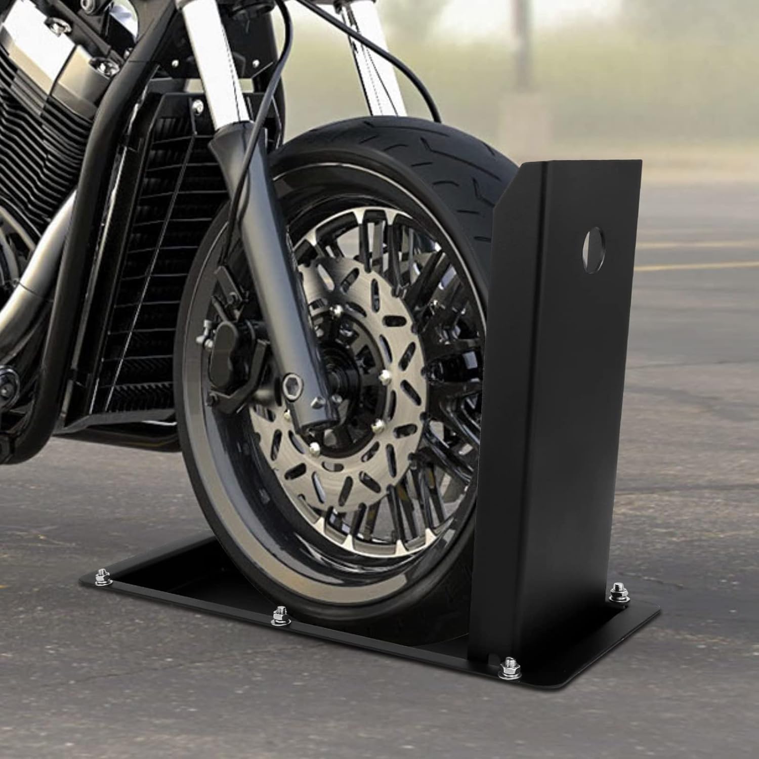 Flip Up Foldable Motorcycle Chock Stand for 3" to 6" Wide Tires Steel Tire Stand Wheel Immobilizers
