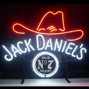 Wholesale &quot;JACK DANIEL'S NO.7 Old Cowboy Hat &quot; Real Glass Neon Lighted Sign Display Beer Bar Light for Gift Bedroom from china suppliers