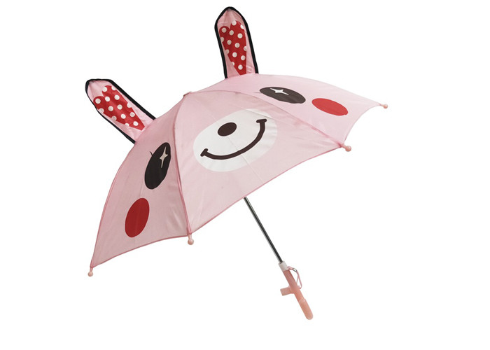 18 Inches 3D Design Animal Kids Compact Umbrella Pink 10mm Metal Shaft Frame