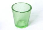 92mm Dense Bubble Green Colored Glass Candle Holder Hand Pressed
