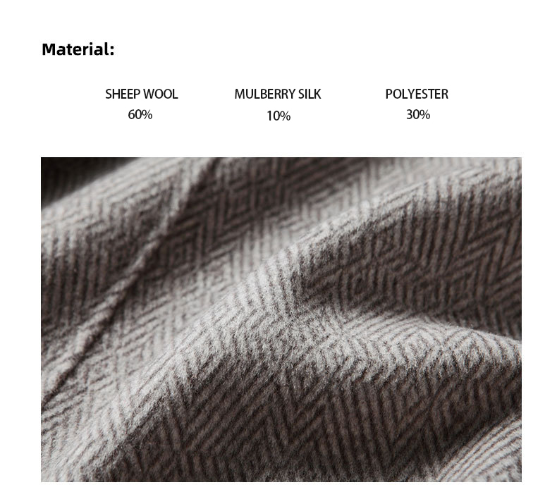 Men's Winter Wool Coat Leisure Long Sections Pure Color Overcoat with GARMENT DYED Design