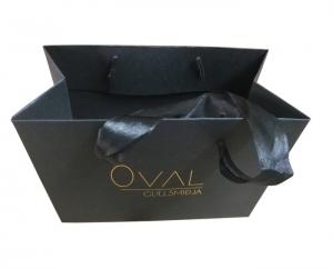 Wholesale Custom Small Black Paper Bags Online Jewellery Packaging With Gold Foil Logo from china suppliers