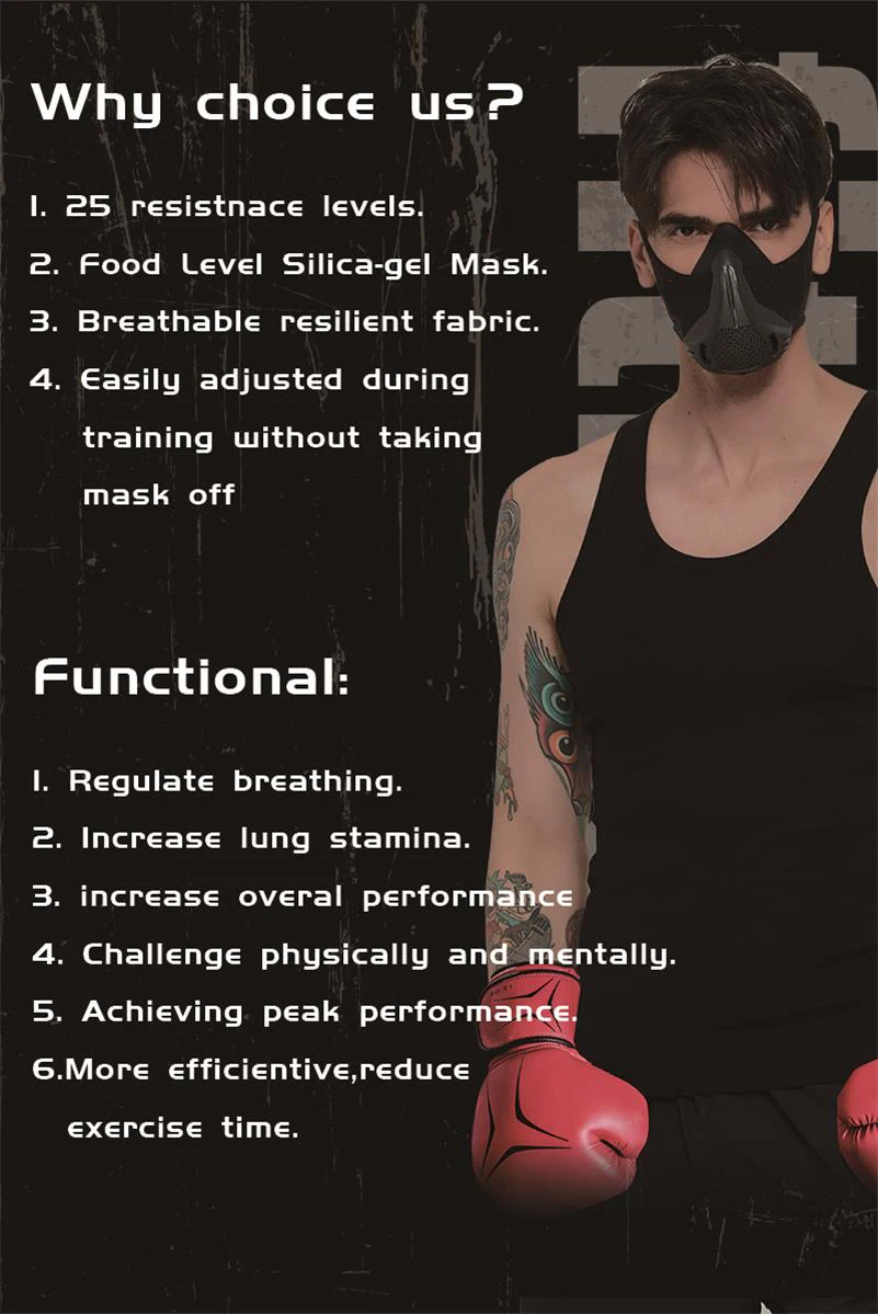 High Altitude Gym Fitness Sports Running Training Workout Mask 25 levels customize Logo