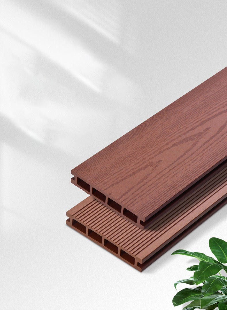 Fireproof Wood Plastic Flooring Outdoor Co - Extruded Circular Hole Walkway Balcony Panel 140x25mm