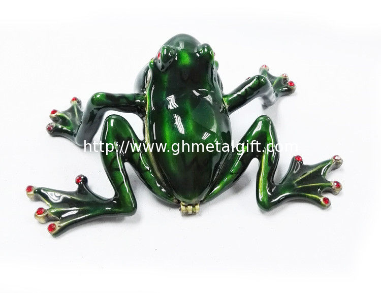 Bejewelled Home decoration Alloy Hand painted crystal Frog metal trinket box