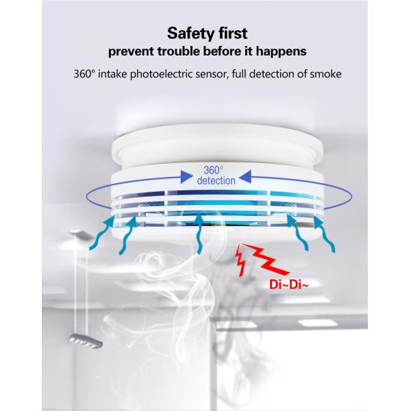 Tuya Smart Home Energy-saving Battery Power Supply Mobile App Push Wifi Smoke Detector