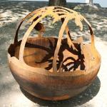 Outdoor Stylish Patio Small Wood Burning Fire Sphere Weathering Steel 1000mm