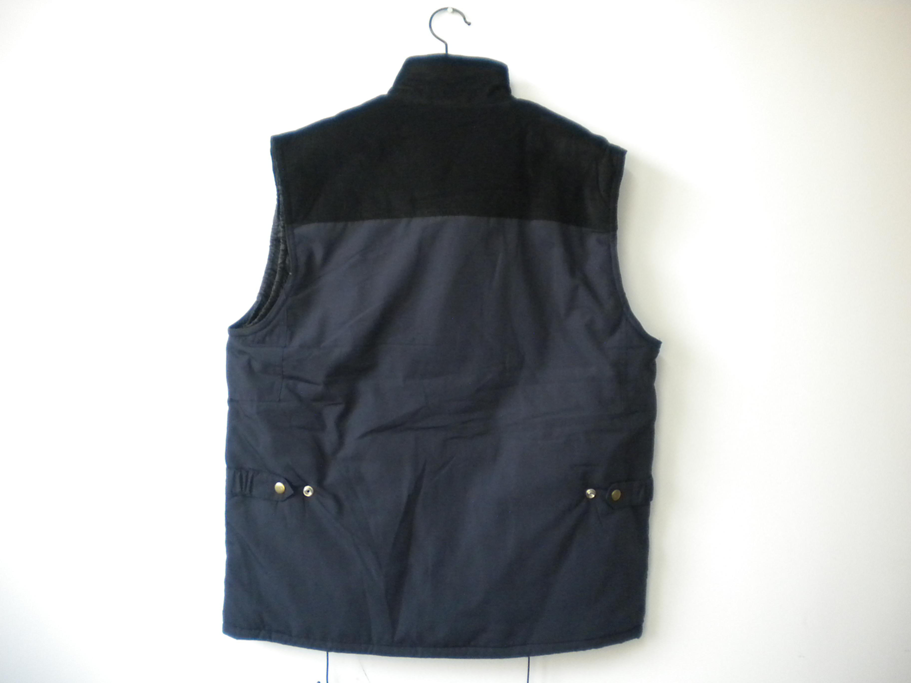 winter vest, warm waist coat, UK style, navy, S-3XL, padding with corduroy shoulder