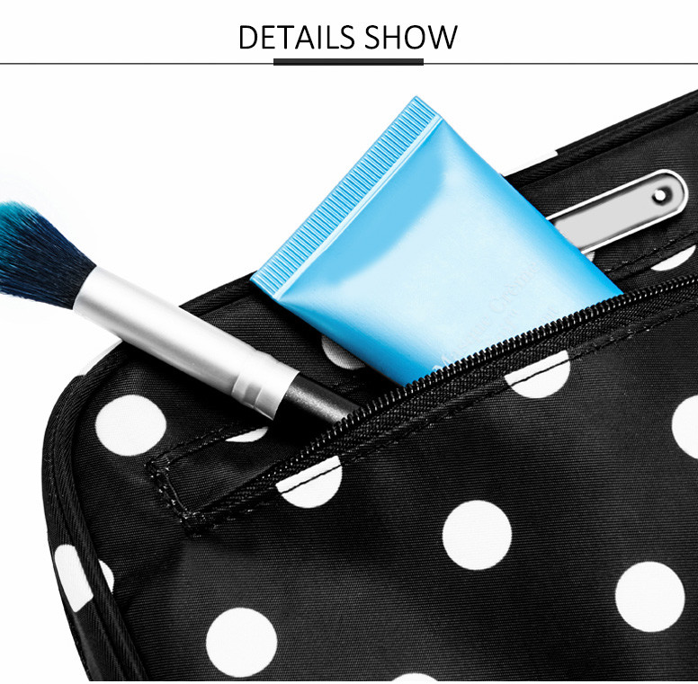 Waterproof Multi-Function Polka Dot Portable Travel Wash Cosmetic Bag For Women