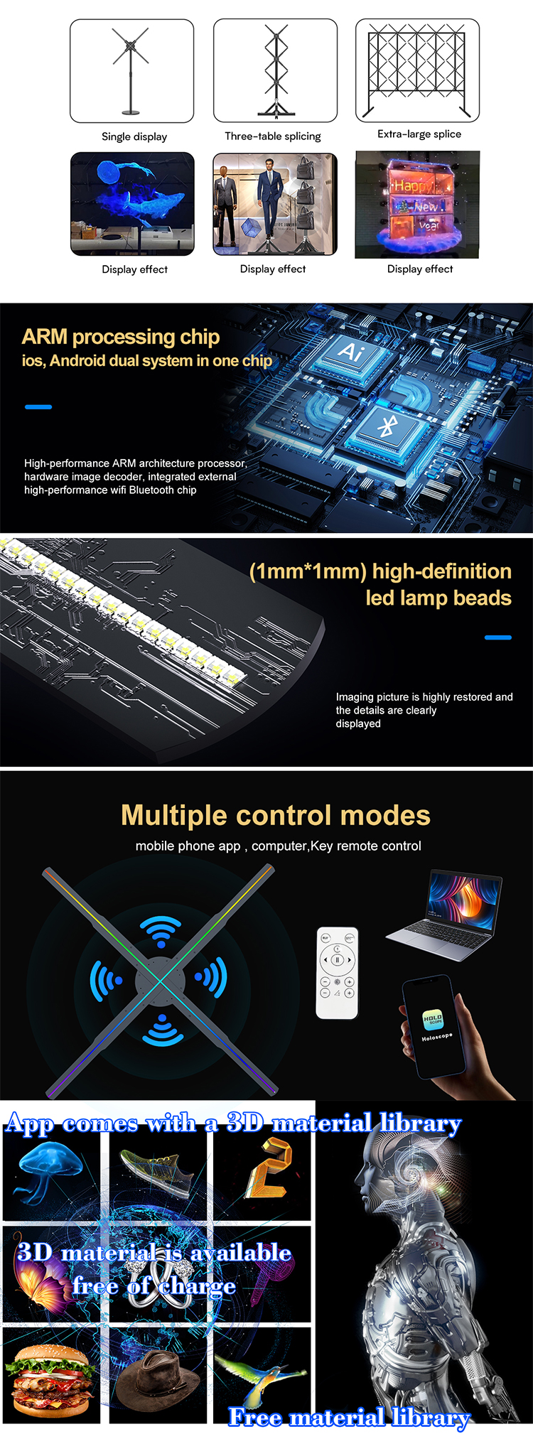 Splice Capability 56cm Advertising Equipment MP4/AVI/RMVB/GIF/JEPG/PNG/MKV Format